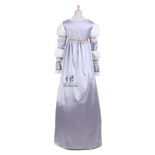 93803 Princess Puff Sleeve Long Dresses Satin Renaissance Medieval Gothic Lolita Retro Clothing Evening Dresses