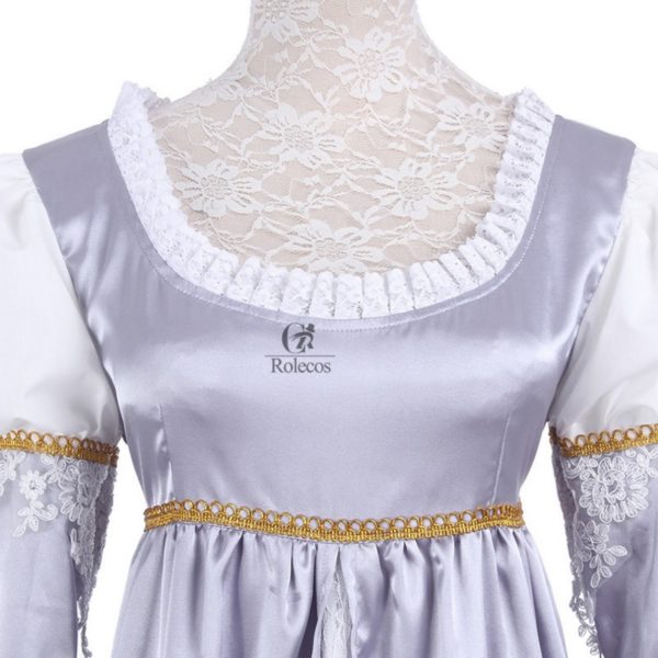 93804 Princess Puff Sleeve Long Dresses Satin Renaissance Medieval Gothic Lolita Retro Clothing Evening Dresses