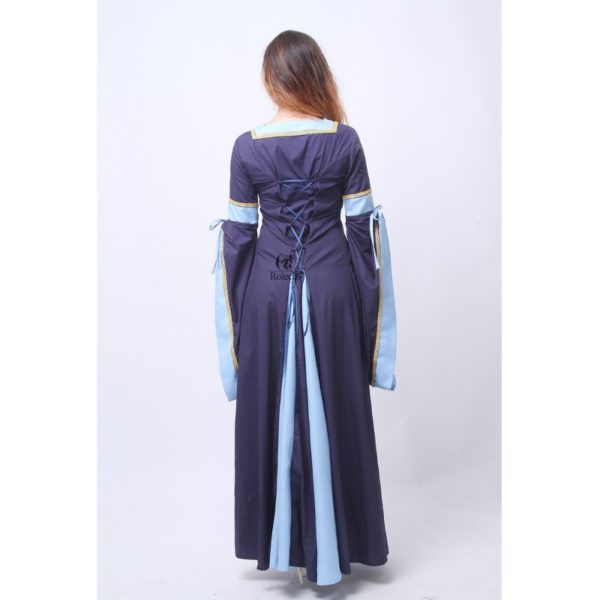 94004 Woman's European Retro Clothing Renaissance Medieval Gothic Long Dresses Dark Blue Gothic Evening Dresses