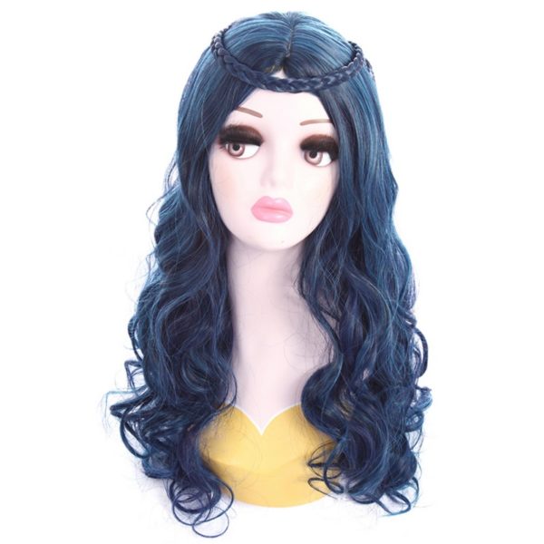 96101 Descendants Cosplay Wig Women Length Dark Blue Green Mixed Color Wigs