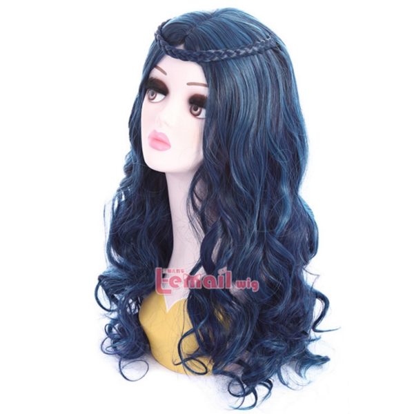 96102 Descendants Cosplay Wig Women Length Dark Blue Green Mixed Color Wigs