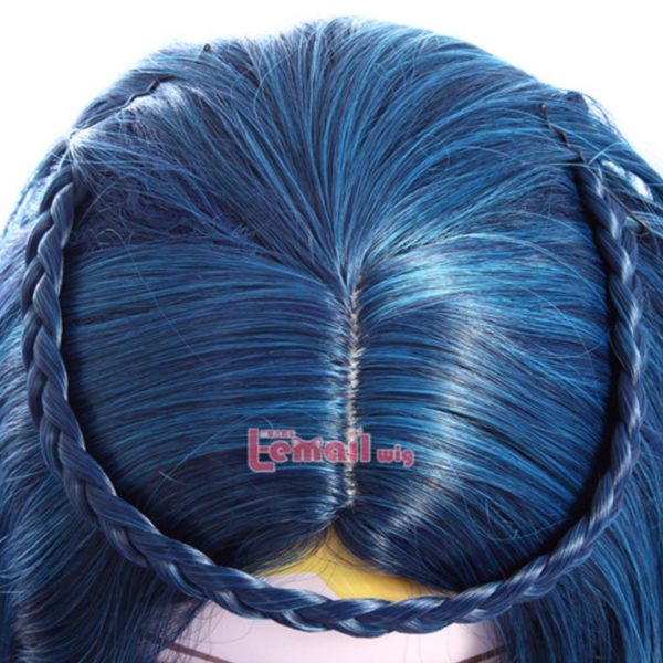96105 Descendants Cosplay Wig Women Length Dark Blue Green Mixed Color Wigs