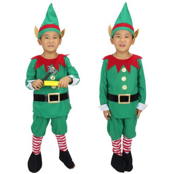 96401 Winter Green Elf Boy Christmas Santa Claus Cosplay Costumes