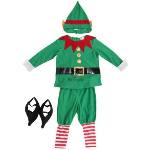 96404 Winter Green Elf Boy Christmas Santa Claus Cosplay Costumes